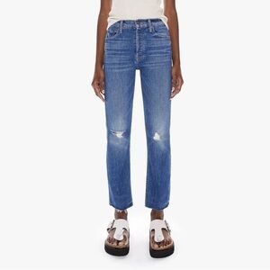 MOTHER The Tomcat Ankle Fray Mid-Rise Straight-Leg Jeans size 34